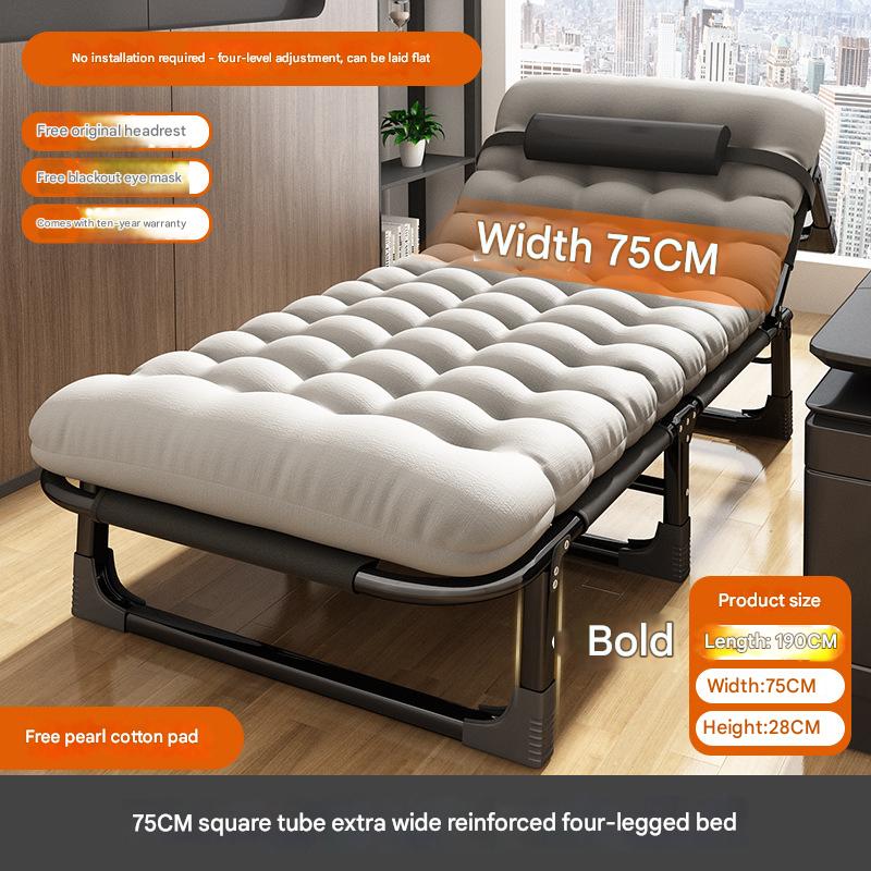 Extra wide 75*190cm [upgrade large square tube reinforcement] black bed padded pearl cotton pad