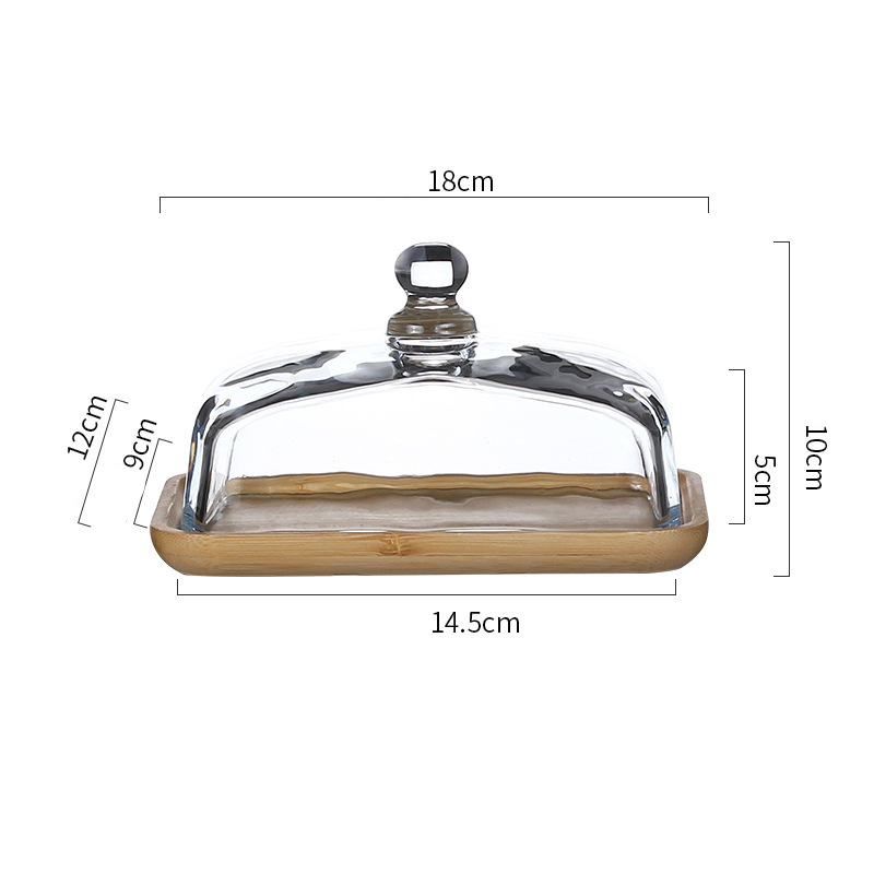 Bamboo square glass dessert plate