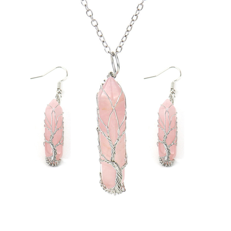 Rose quartz (necklace   earrings)