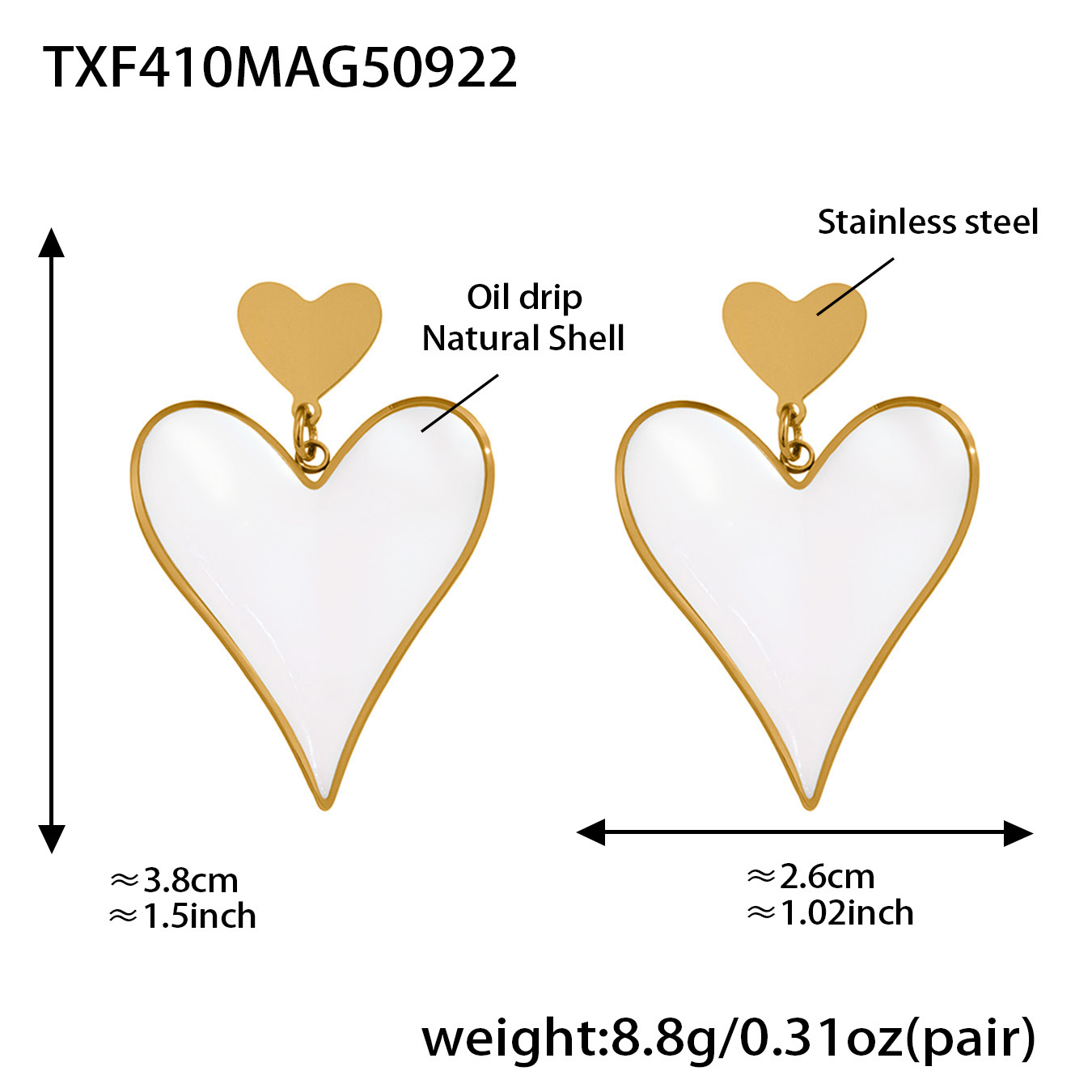 1:Golden heart-shaped earrings