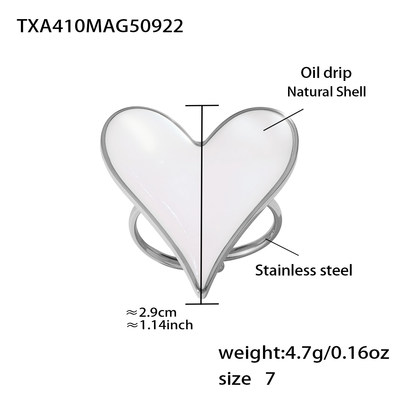 4:Steel-colored heart-shaped ring