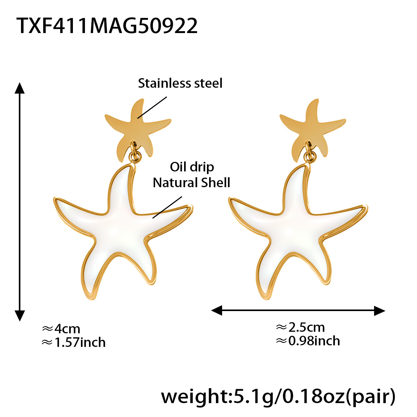 5:Golden starfish earrings