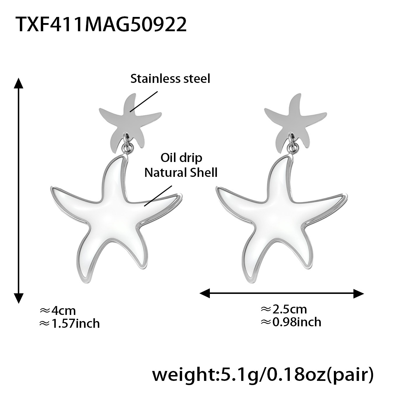 6:Steel-colored starfish earrings