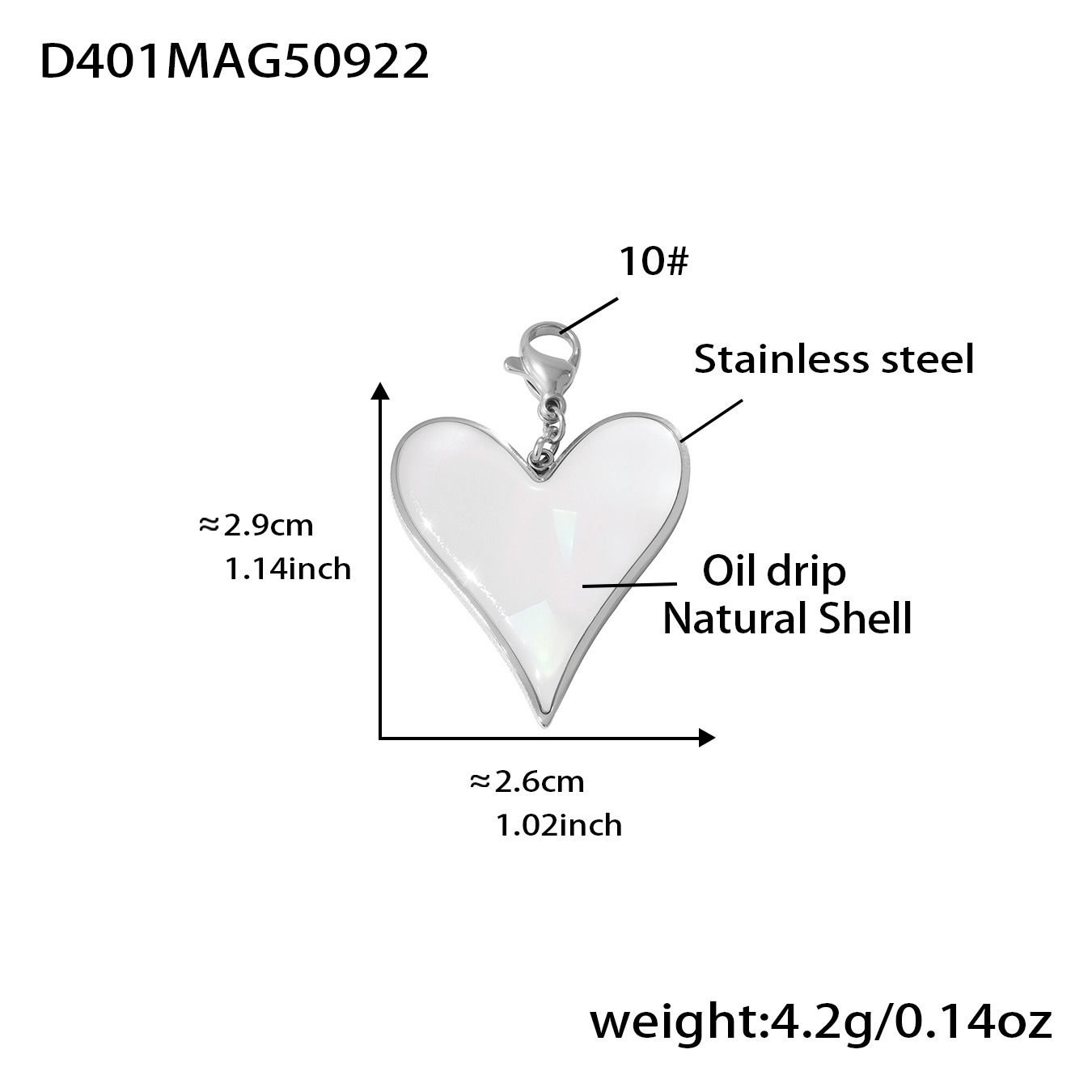 11:Steel-colored heart-shaped pendant