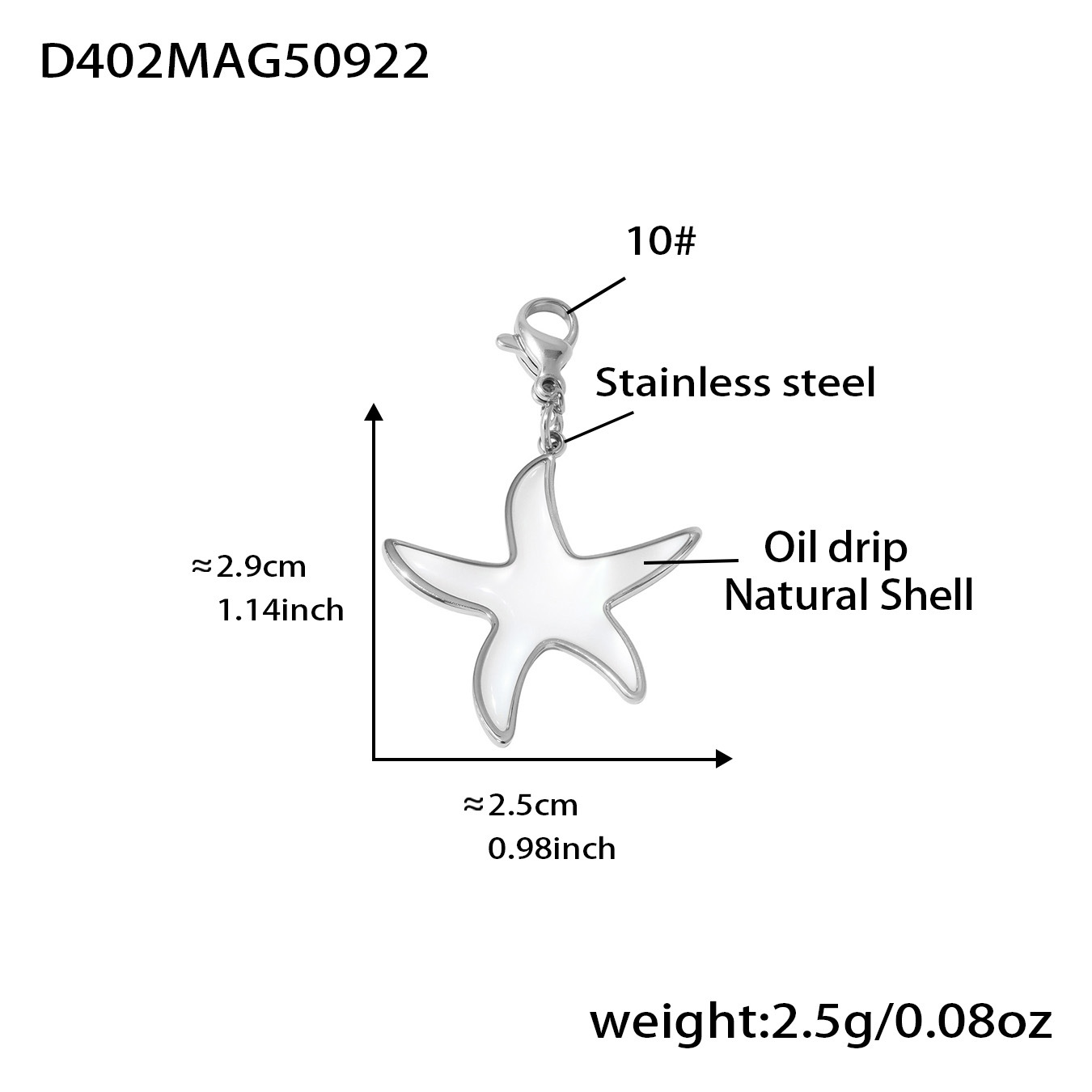 12:Steel-colored starfish pendant