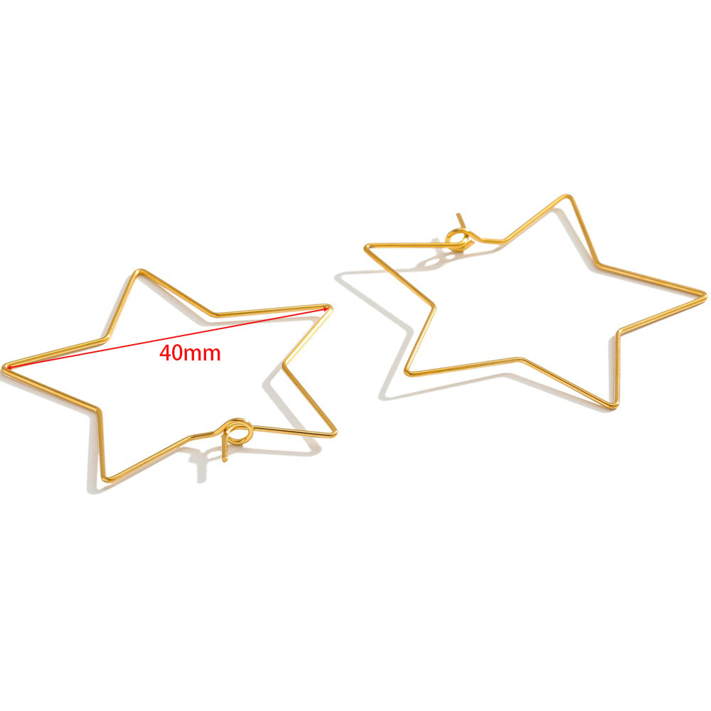 4:40mm five-pointed star earrings gold