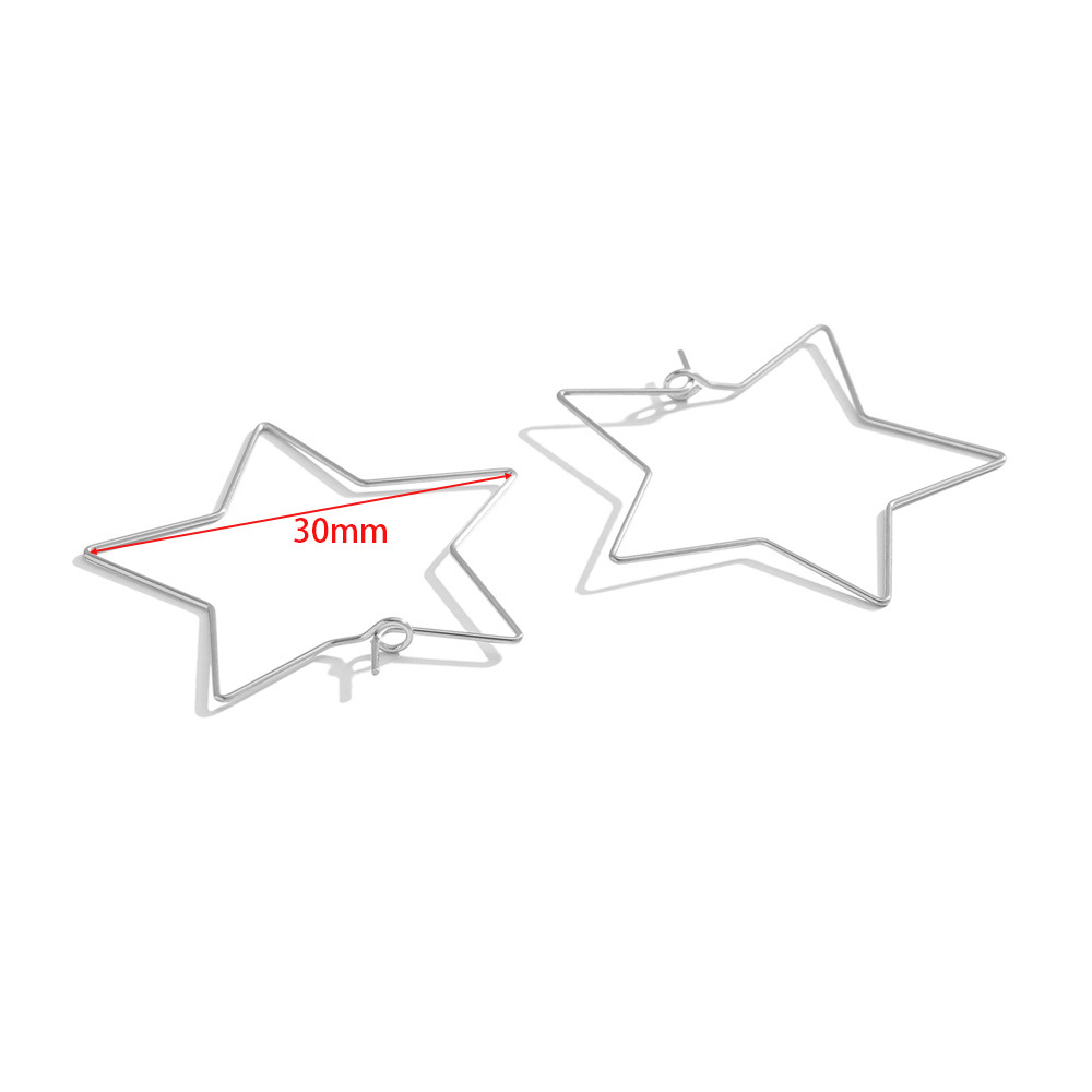 7:30mm five-pointed star earrings steel color