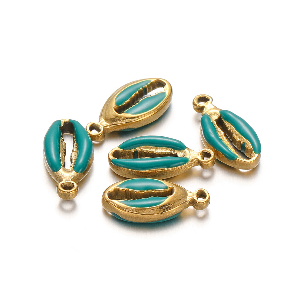 2:8*17mm golden double-sided oil dripping shell green