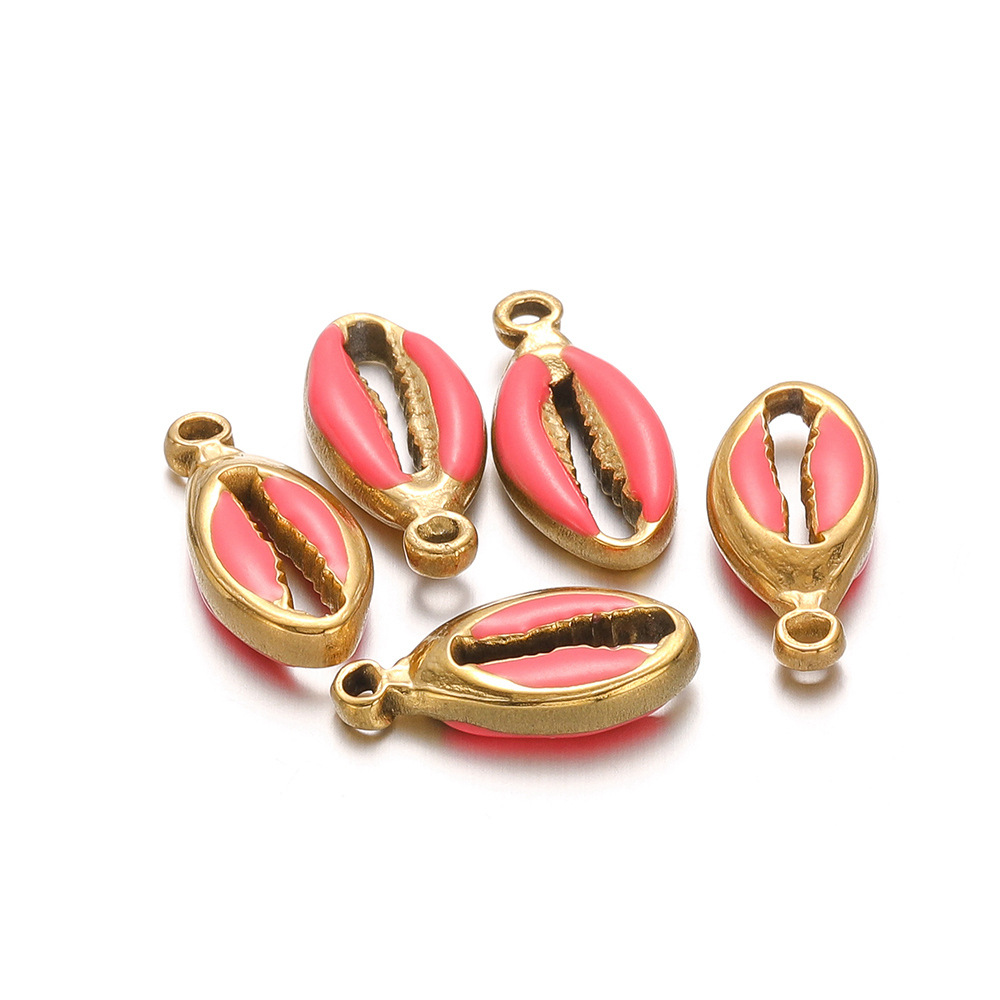 3:8*17mm golden double-sided oil dripping shell rose red