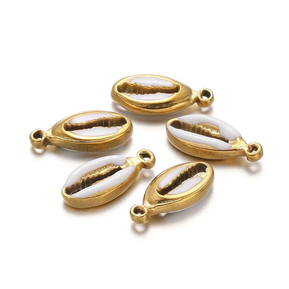 7:8*17mm golden double-sided oil dripping shell white