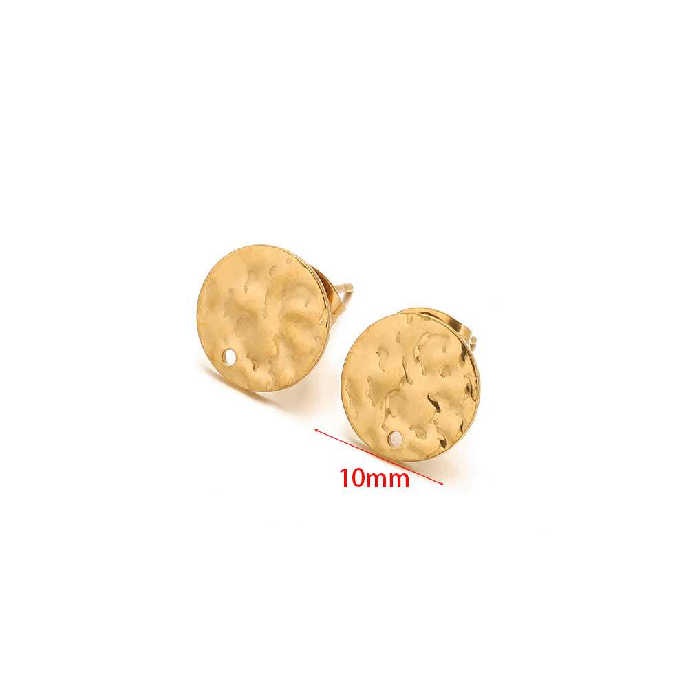 2:10mm corrugated embossed stud earrings gold