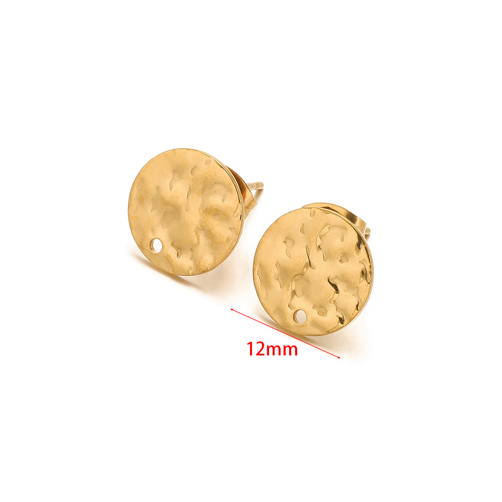 3:12mm corrugated embossed stud earrings gold