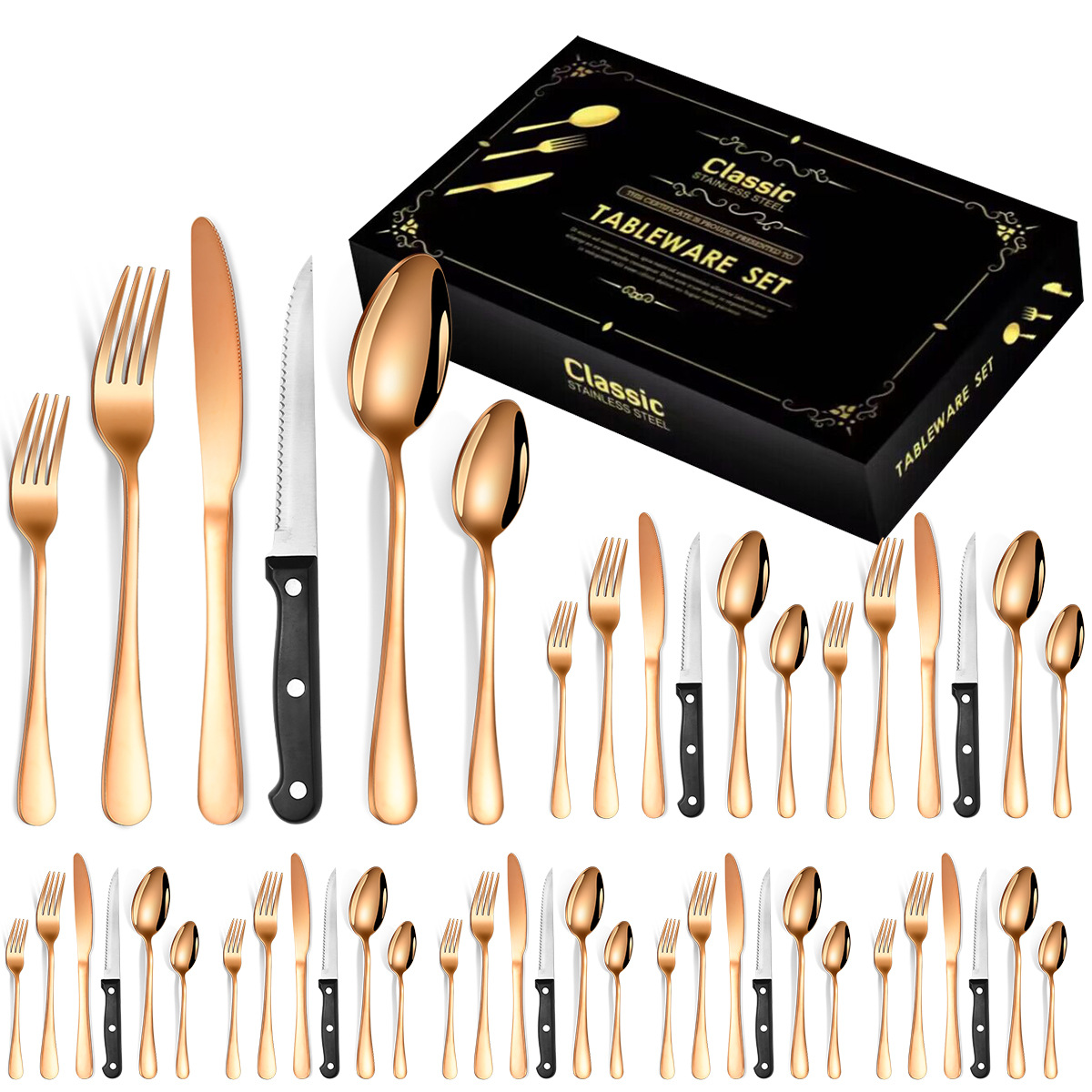 Rose gold 48 piece set