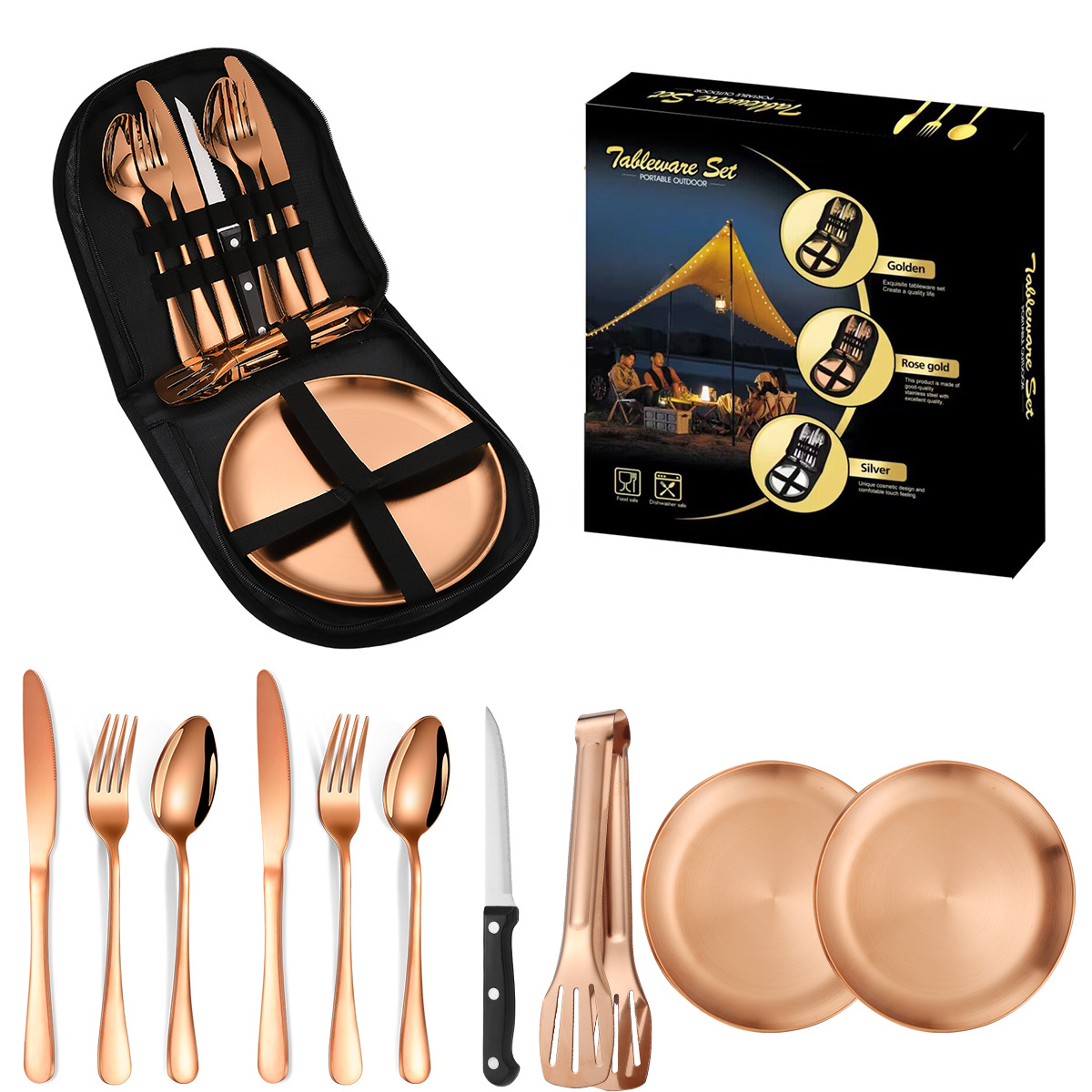 Rose Gold Set (Black Meal Bag)