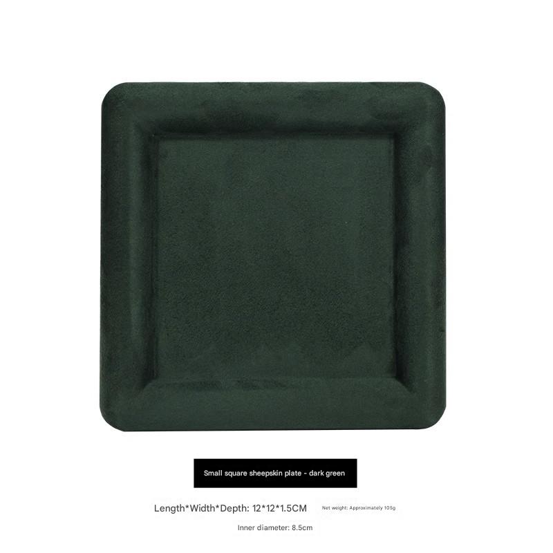 21:Cashmere leather small square plate-navy blue