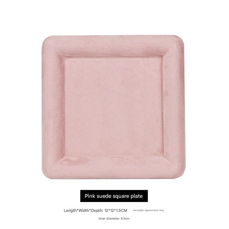 20:Cashmere leather small square plate-pink
