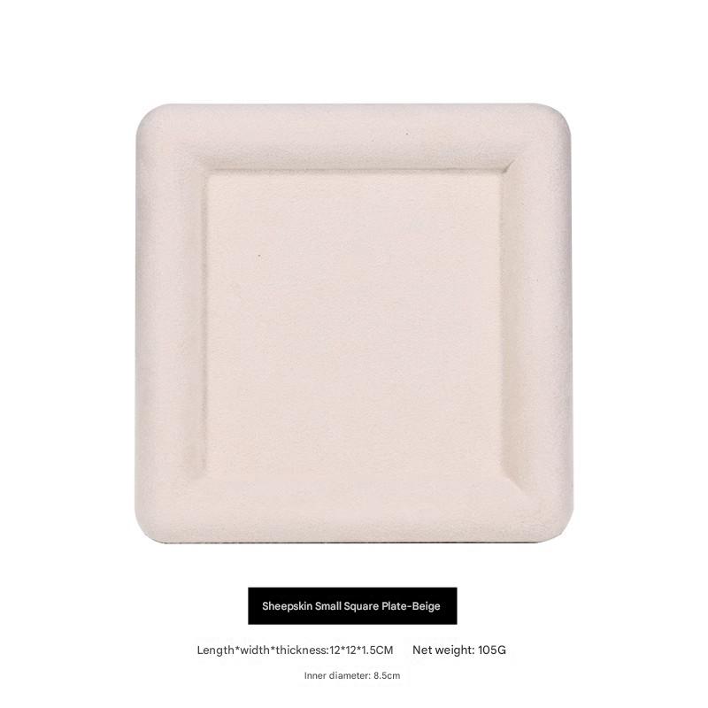 19:Cashmere leather small square plate-beige