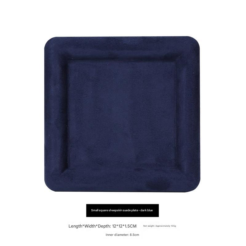 18:Cashmere leather small square plate-Blue