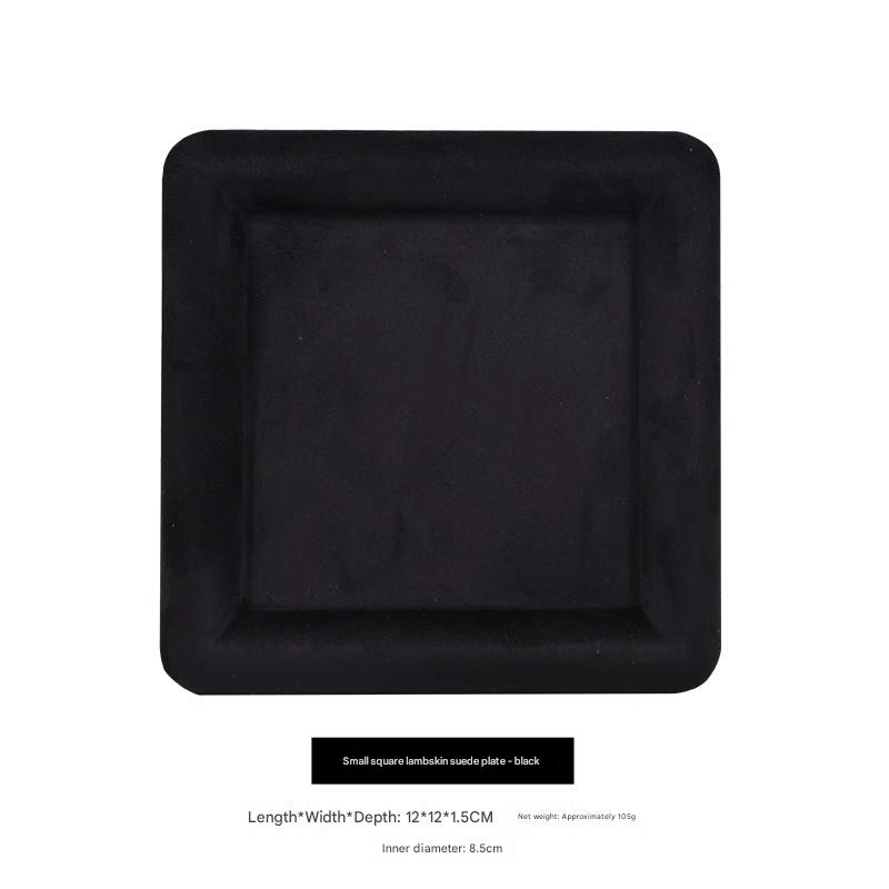 22:Cashmere leather small square plate-Black