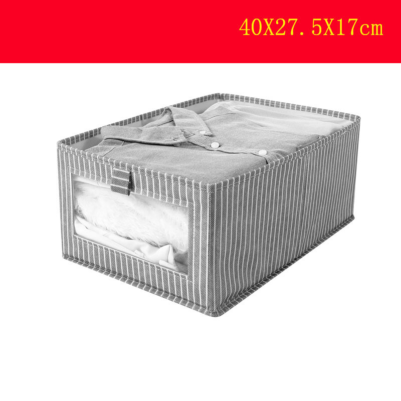 Grey striped PVC transparent storage box with window