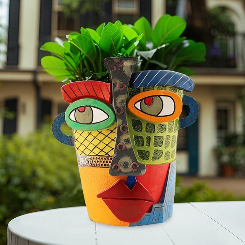 Abstract colorful flower pot small {regular style):12.5x12x9cm