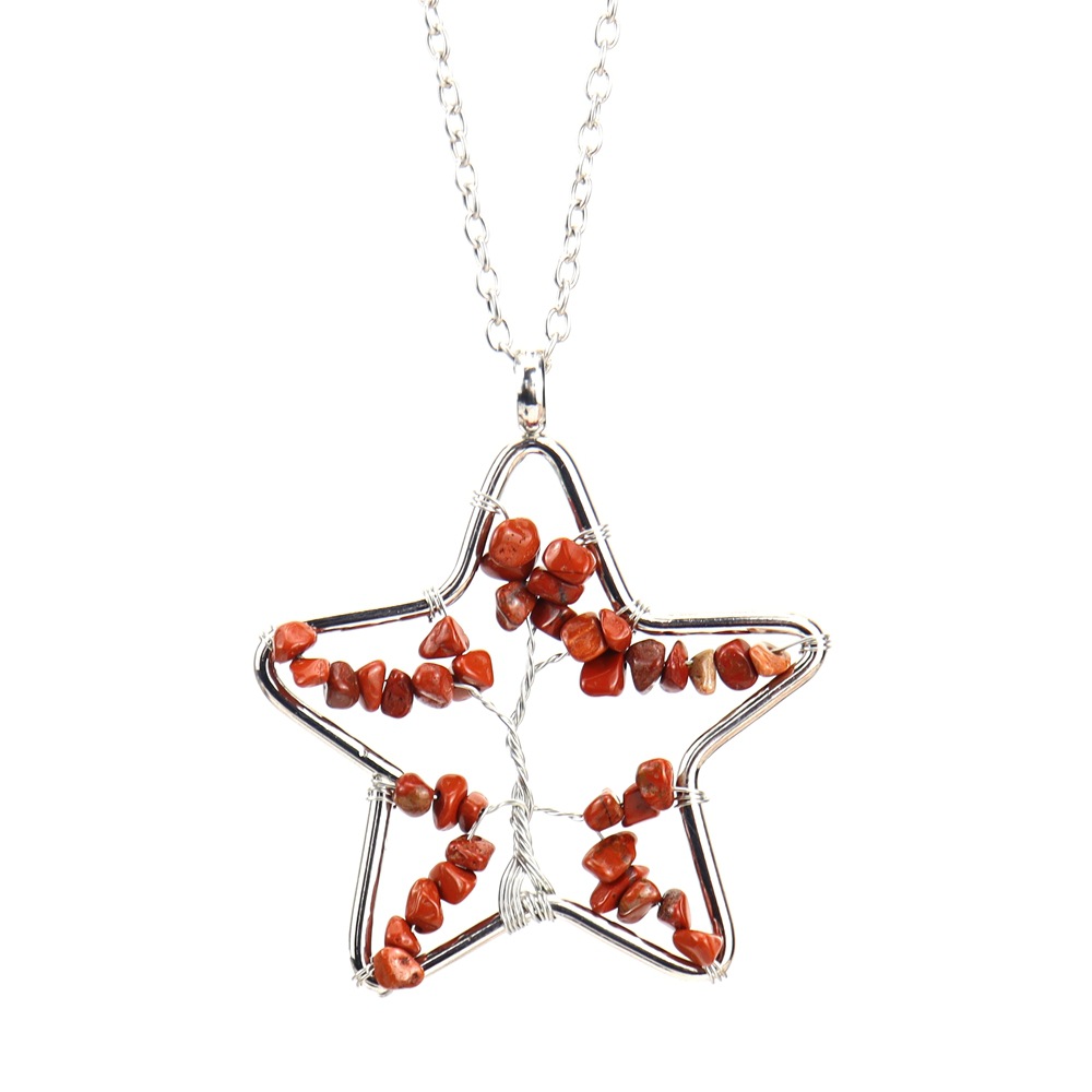 Silver loose tree color   red stone