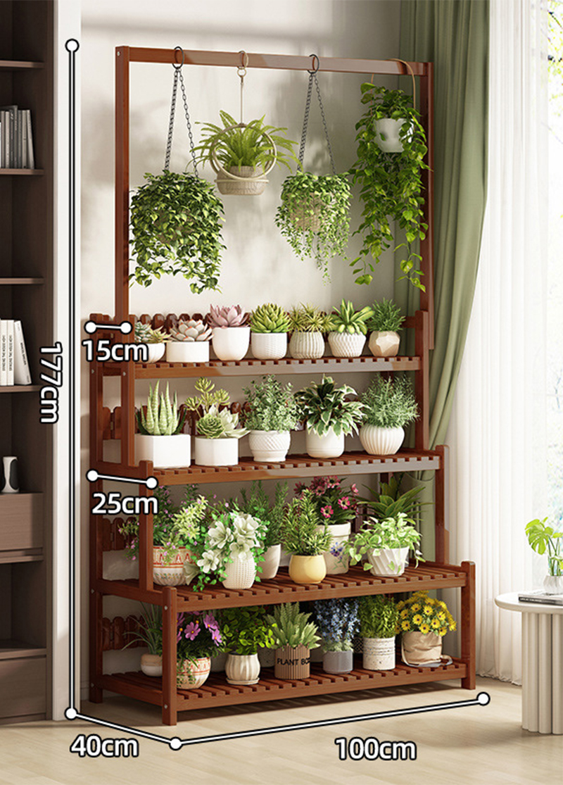 Hanging basket-brown four-layer 100 long [send gardening three-piece set]]