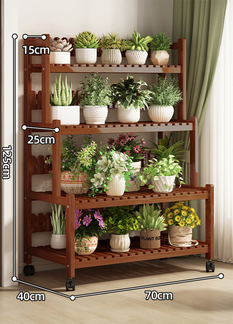 Wheel-brown four-layer 70 long [send gardening three-piece set]]