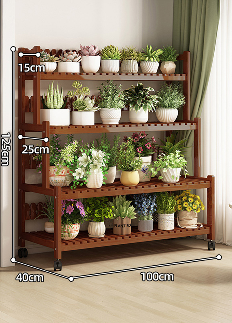 Wheel-brown four-layer 100 long [send gardening three-piece set]]