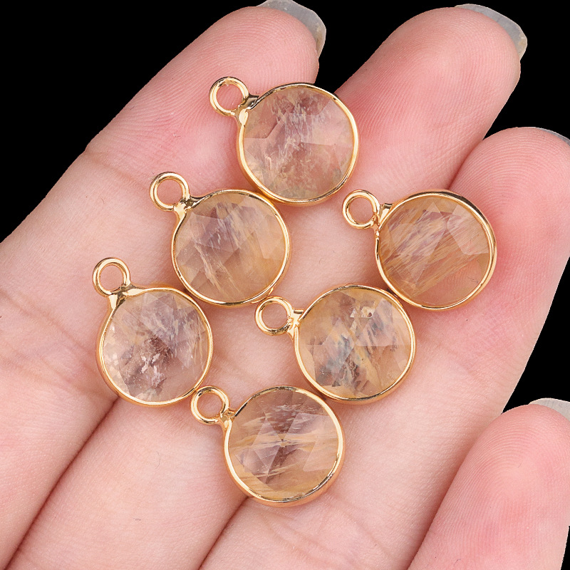 22:10mm single hanging white crystal with color (yellow) single