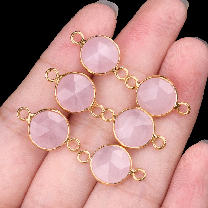 10mm double hanging pink crystal (single)