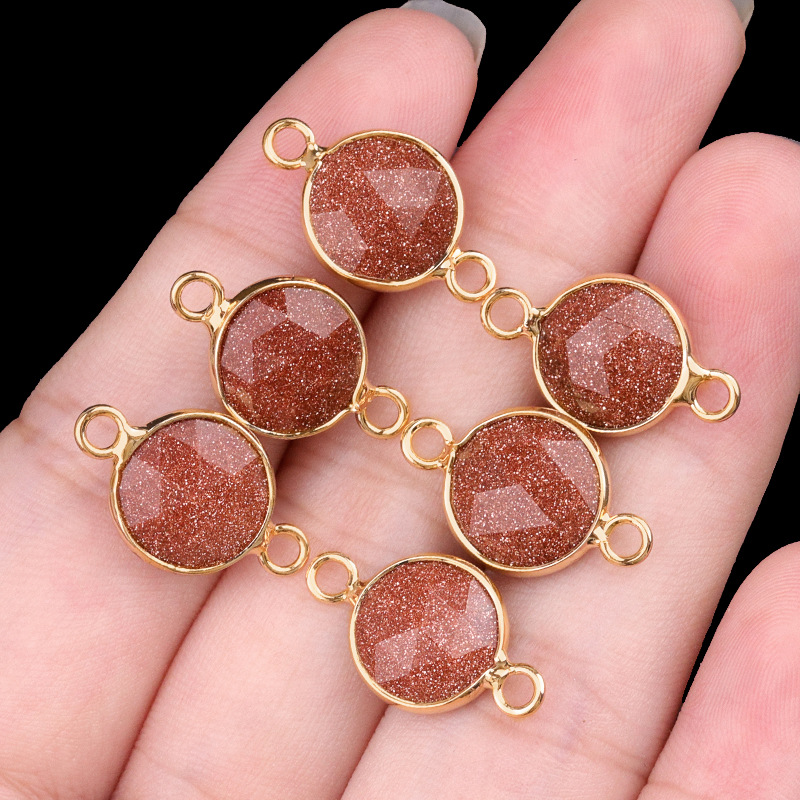 10mm double hanging gold sand stone (artificial) s