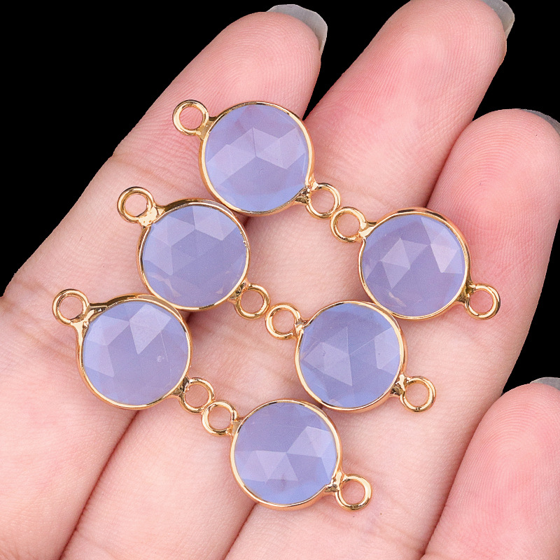 20:10mm double hanging aquamarine (artificial) single