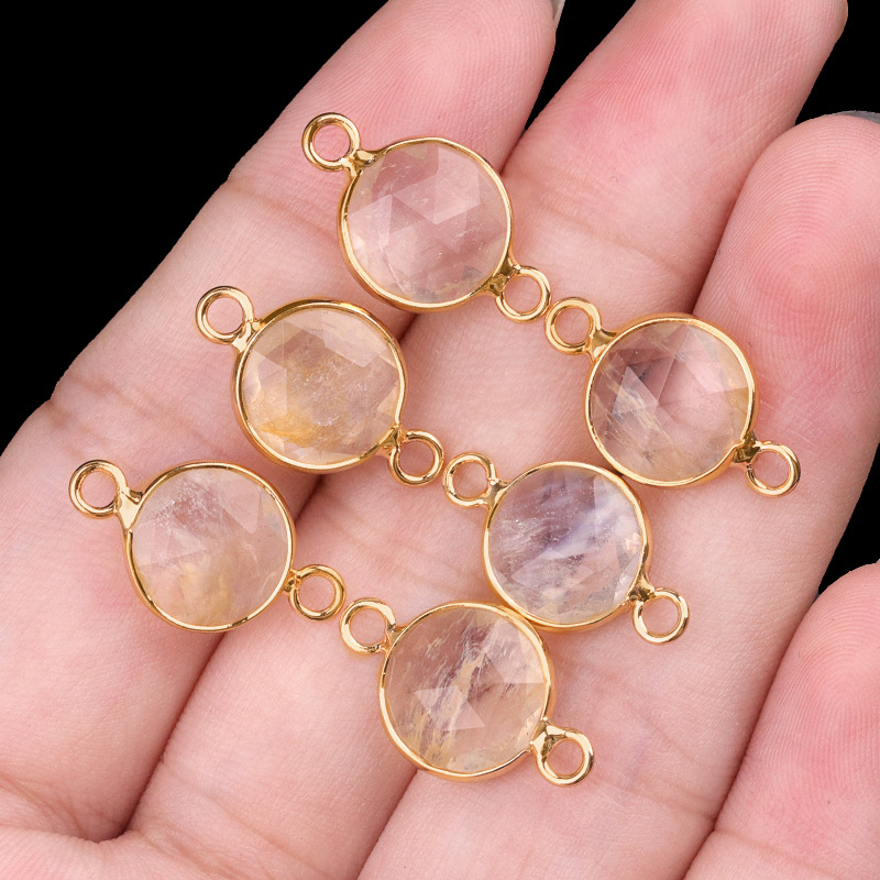 22:10mm double hanging white crystal with color (yellow) single