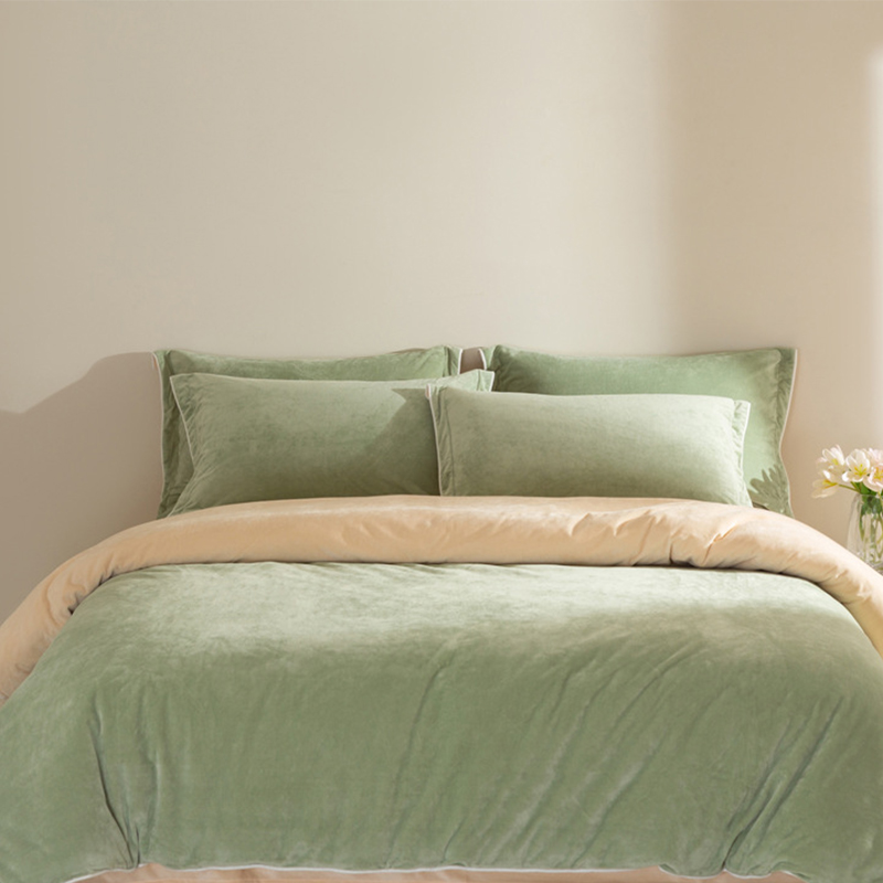 Light bean green and light rice [high-density short plush]