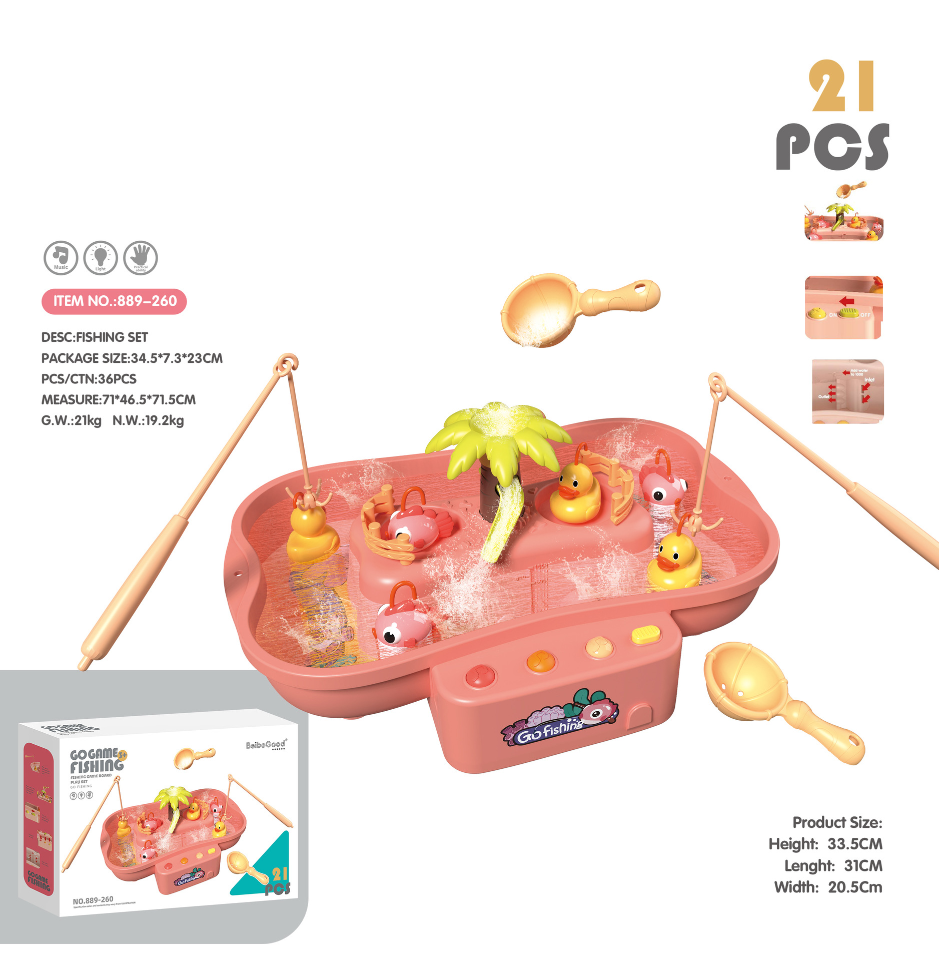 889260/21PCs/pink 3 pink fish 3 yellow duck