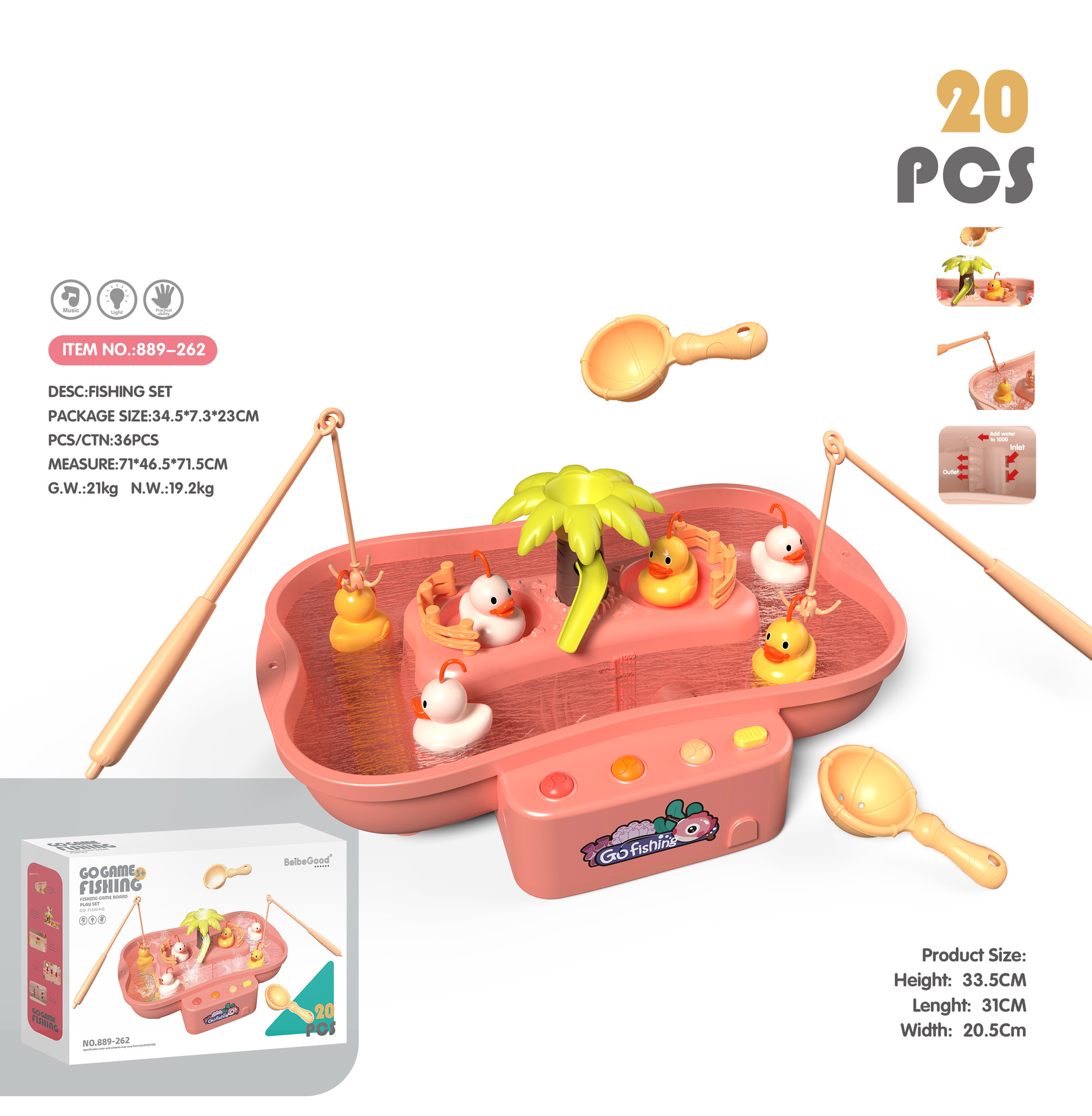 889262/20PCs/pink 3 yellow duck 3 white duck