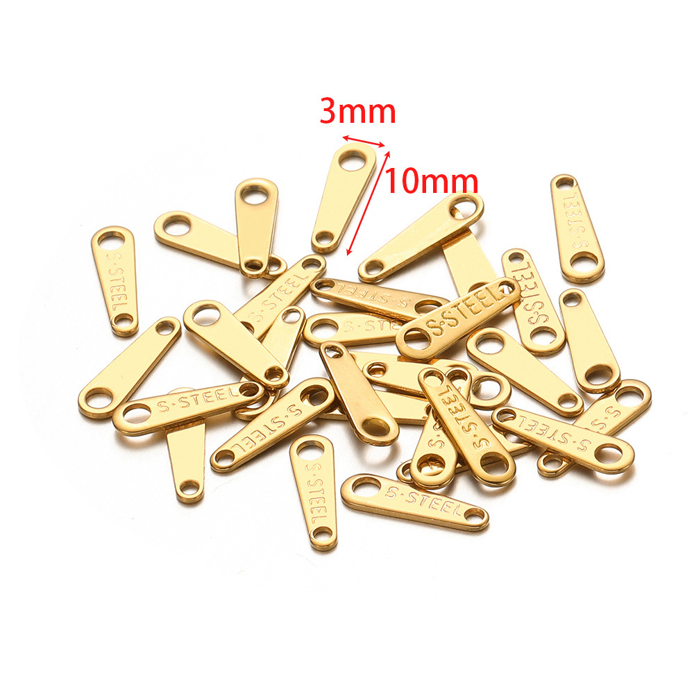 1:3*10mm engraved s'steel tail piece small tag gold