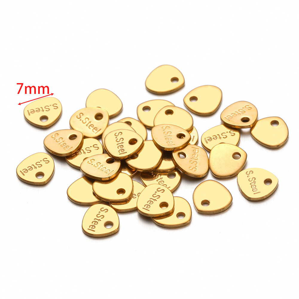 4:7mm round triangle engraved s'steel tail piece small tag gold