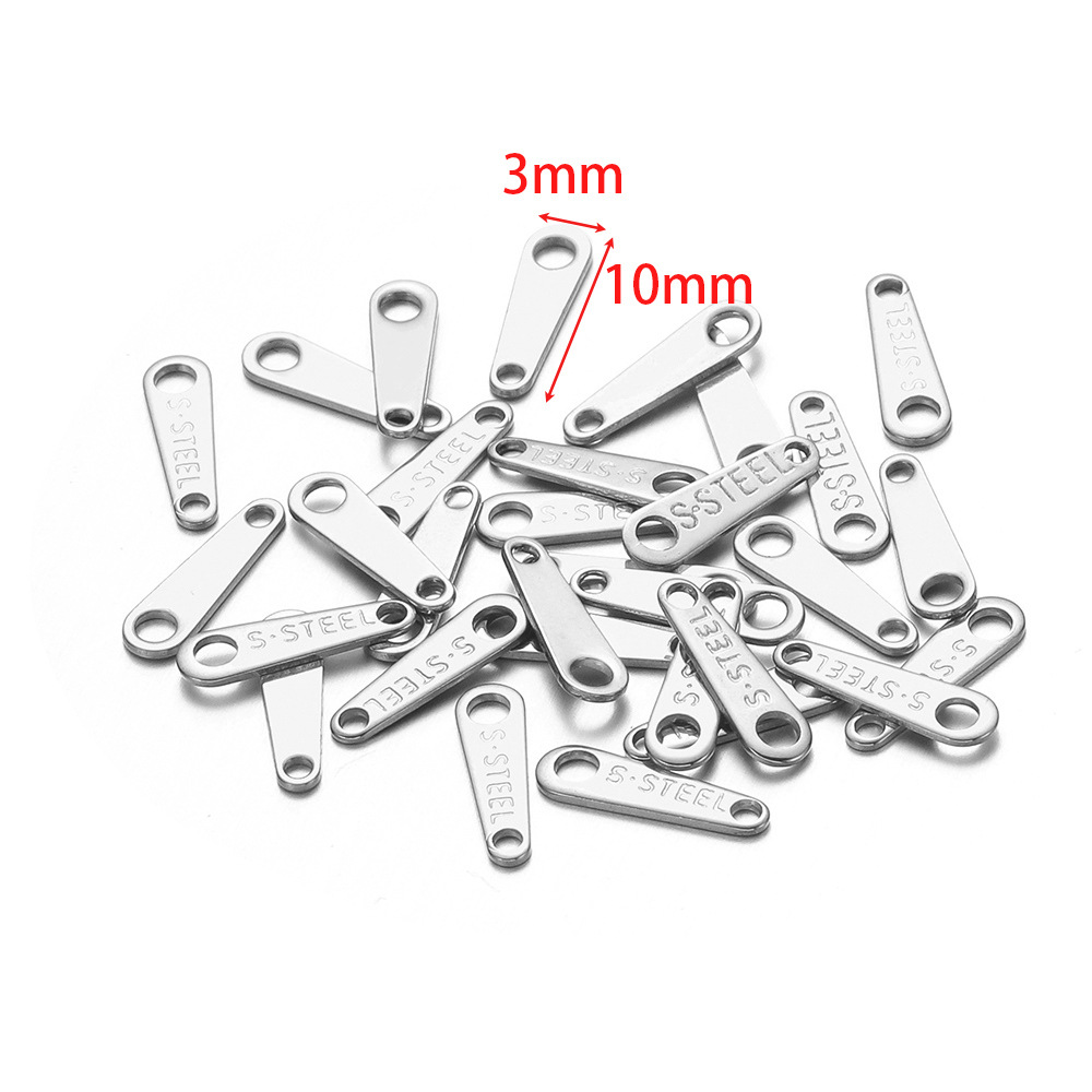6:3*10mm engraved s'steel tail piece small tag steel color