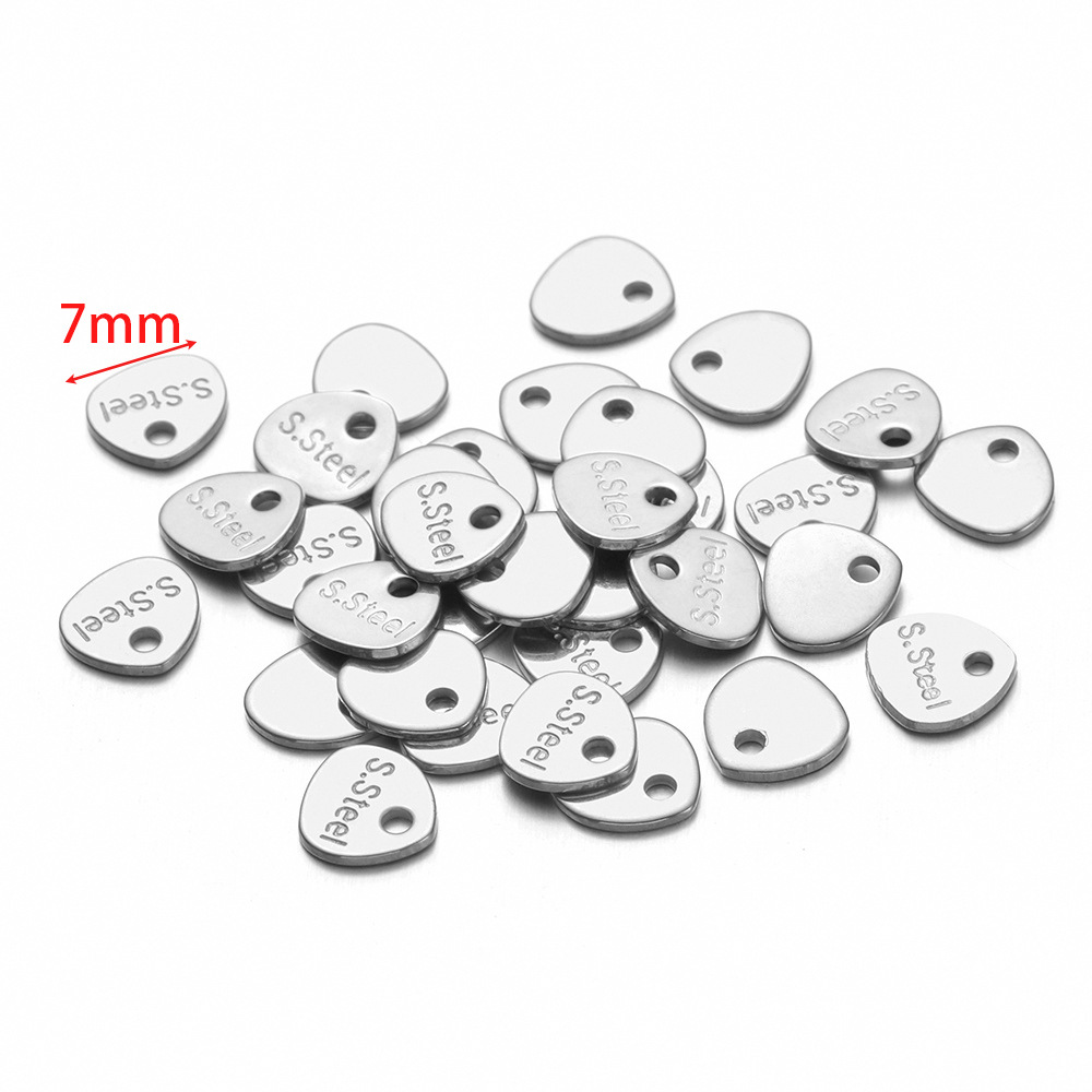 9:7mm round triangle engraved s'steel tail piece small tag steel color