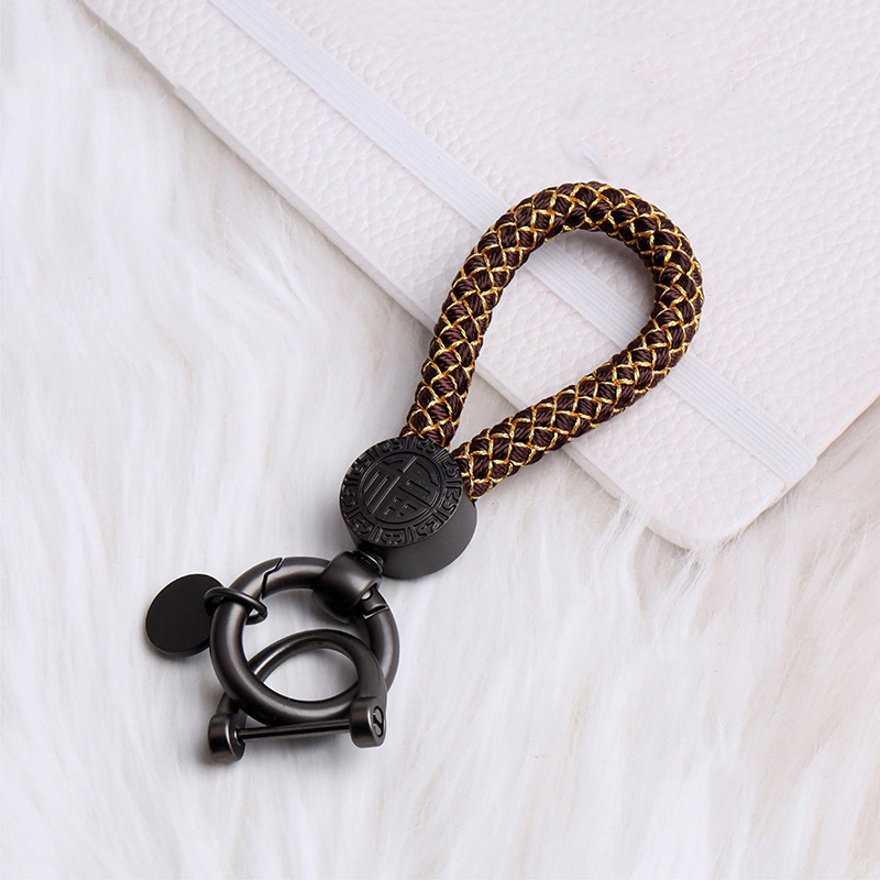 12.5x3.5cm/coffee gold finished ll rope keychains