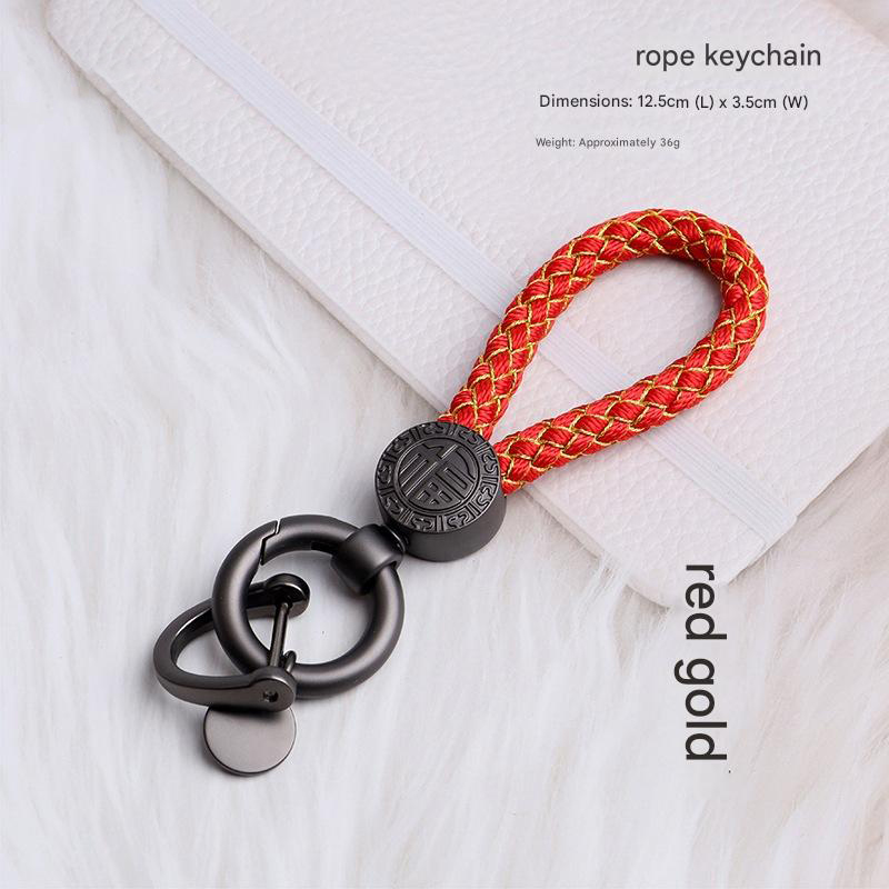 12.5x3.5cm/red and gold finished ll rope keychains