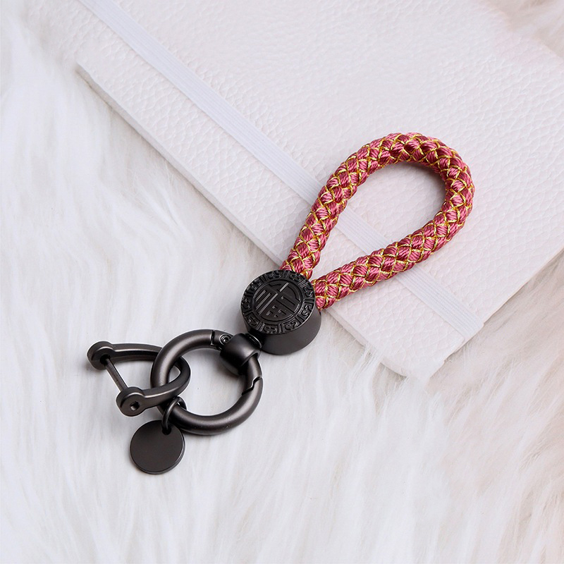 12.5x3.5cm/rose gold finished ll rope keychain