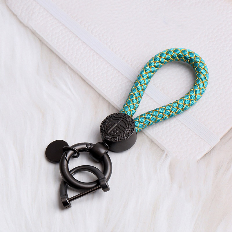 10:12.5x3.5cm/green gold finished ll rope keychains