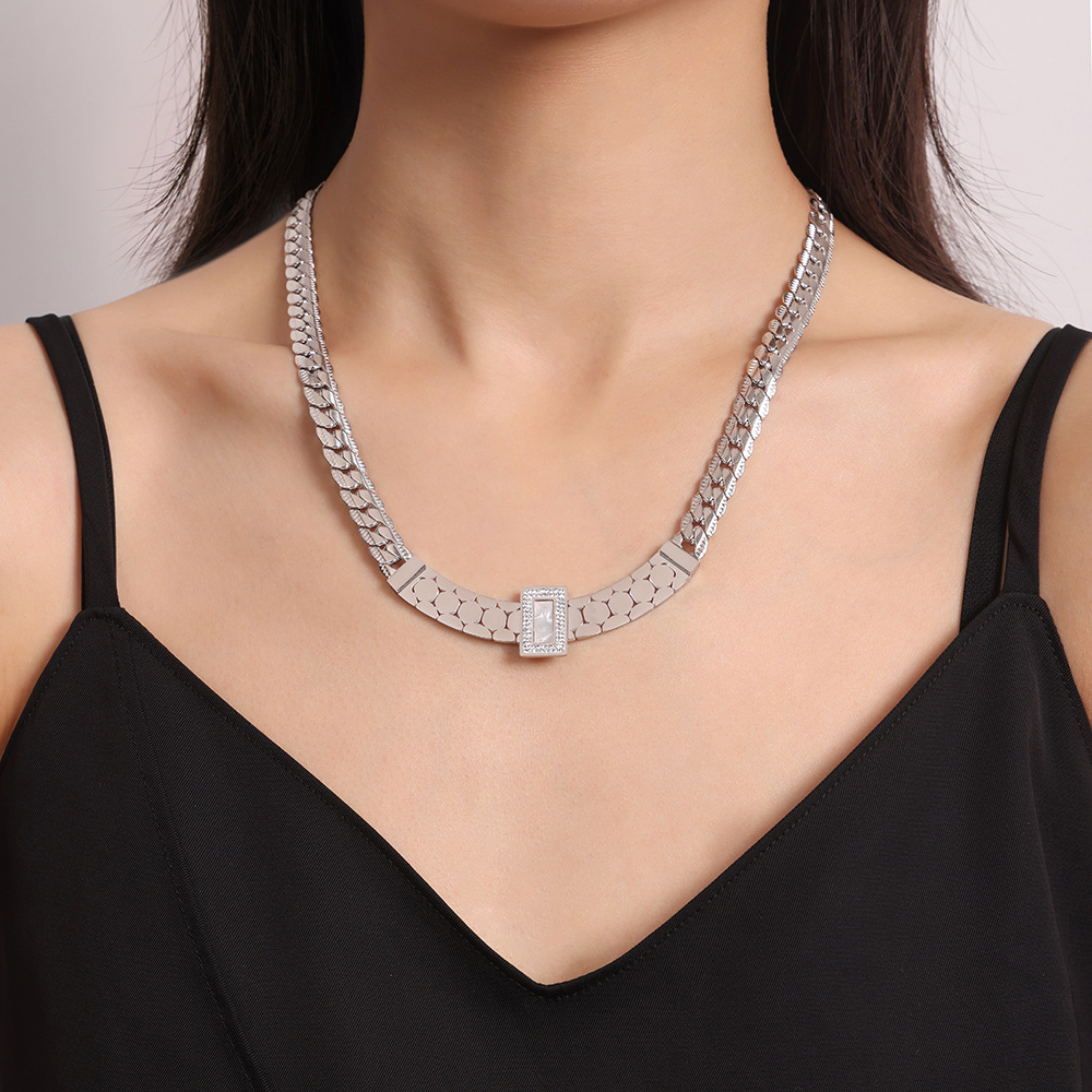 6:P284-silver white sea shell necklace-50   5cm