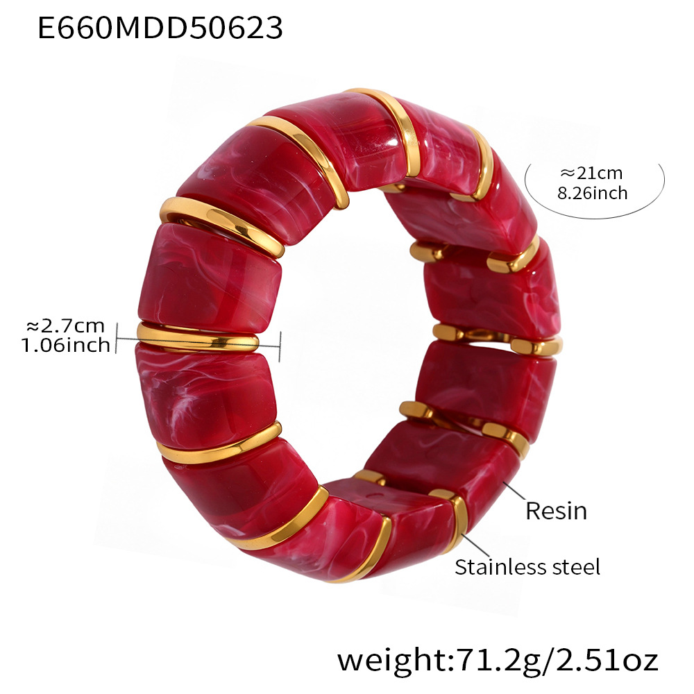 7:E660-rose red elastic bracelet 20cm