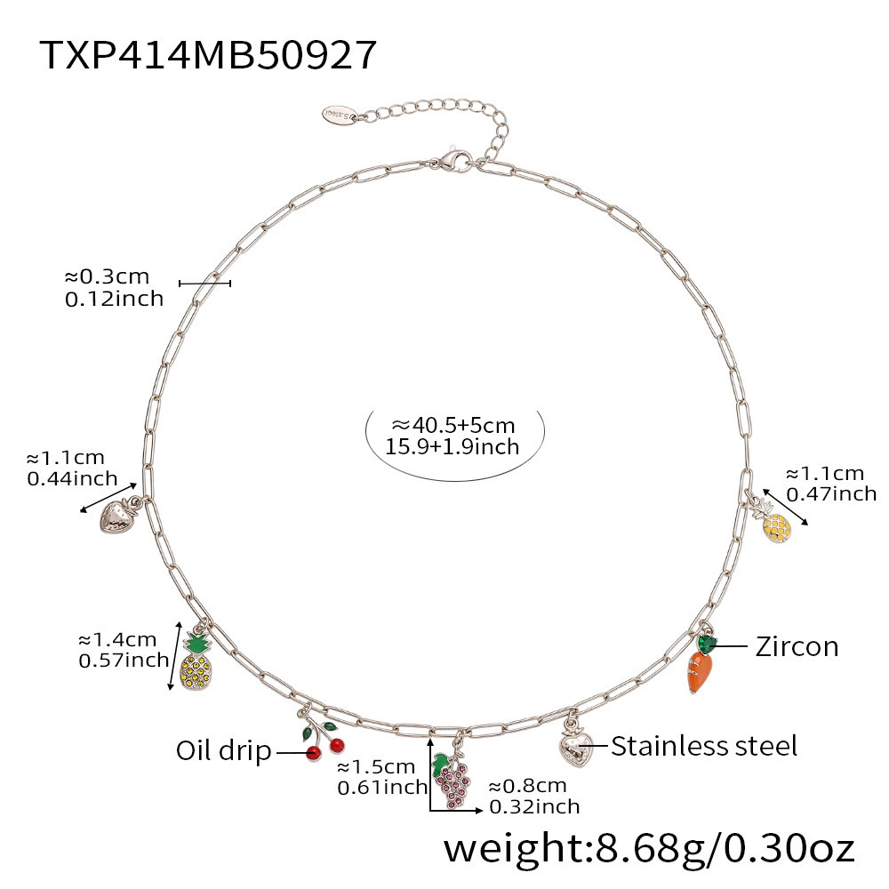 2:Steel-colored necklace, 16 5cm