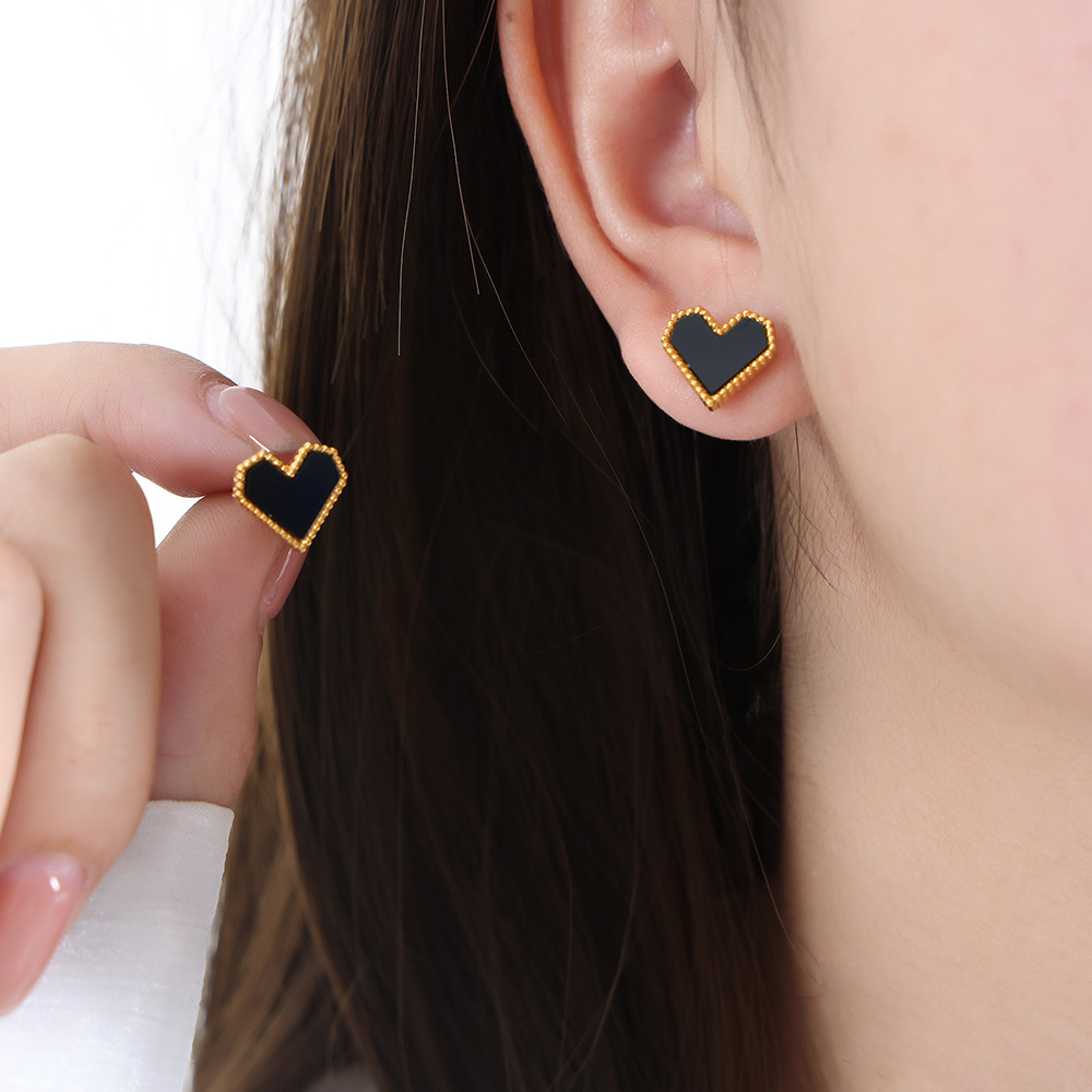 4:F955-gold black acrylic earrings