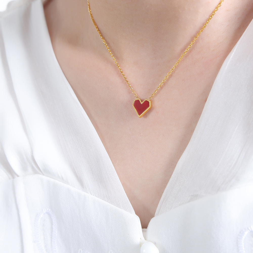 11:P436-gold red acrylic necklace-40   5cm